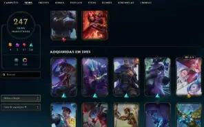 Ouro 2 com TODOS os champs e 247 Skins ( Nivel 738 )