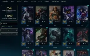 Ouro 2 com TODOS os champs e 247 Skins ( Nivel 738 )