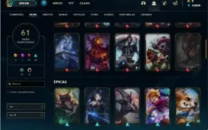 Conta Unranked com 69 Champs e 61 Skins + 6 Vitoriosas