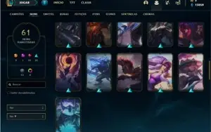 Conta Unranked com 69 Champs e 61 Skins + 6 Vitoriosas