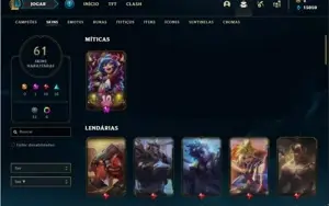 Conta Unranked com 69 Champs e 61 Skins + 6 Vitoriosas