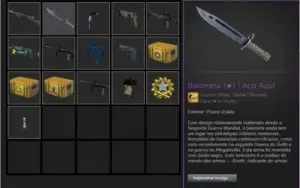 Baioneta AÇO AZUL E CONTA CS GO
