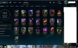conta league lvl 64, 50 champs, 3019 EA, 7 skins, 12 emotes