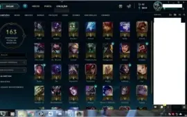 conta league lvl 64, 50 champs, 3019 EA, 7 skins, 12 emotes