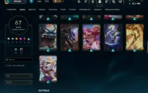 Platina 4 com TODOS os Champs e 67 Skins ( ADC / SUP )
