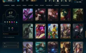 Platina 4 com TODOS os Champs e 67 Skins ( ADC / SUP )