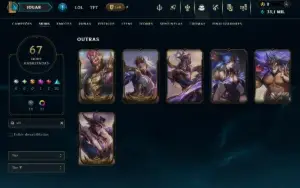 Platina 4 com TODOS os Champs e 67 Skins ( ADC / SUP )