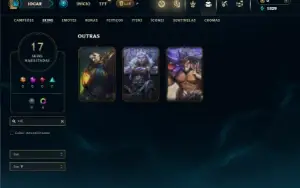 Unranked com 45 Champs e 17 Skins + 9 Fragmentos