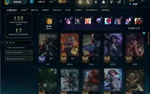 Unranked com 45 Champs e 17 Skins + 9 Fragmentos