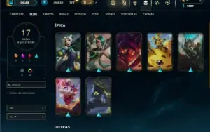 Unranked com 45 Champs e 17 Skins + 9 Fragmentos