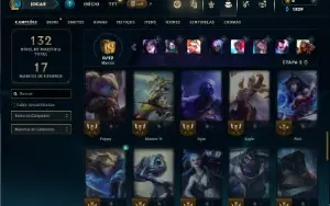 Unranked com 45 Champs e 17 Skins + 9 Fragmentos