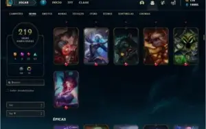 Conta prata 1 com 219 skins e 150 champs ( VEM COM DADOS )