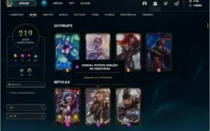 Conta prata 1 com 219 skins e 150 champs ( VEM COM DADOS )