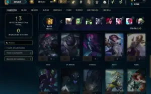 Platina 4 com 30 Champs e 3 Skins + 4 Fragmentos