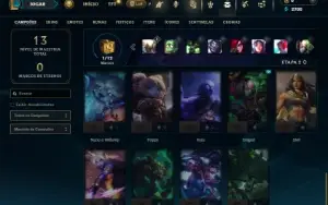 Platina 4 com 30 Champs e 3 Skins + 4 Fragmentos
