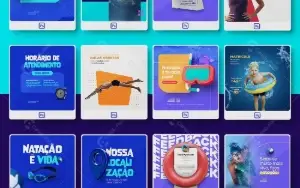 Pack 70 artes editáveis natação – Photoshop psd