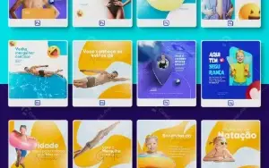 Pack 70 artes editáveis natação – Photoshop psd