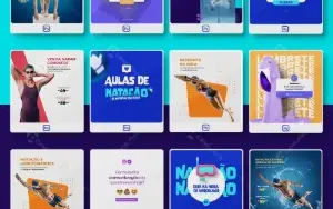 Pack 70 artes editáveis natação – Photoshop psd