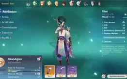 Conta Genshin Impact AR 5 com Xiao e Aqua Simulacra