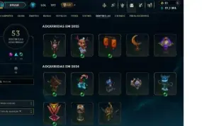 Conta LOL, 395 Skins, Todos Champs, Platina 3