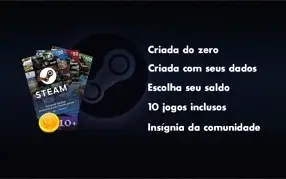 Steam Com +10 Jogos, Insígnia Comunidade + Saldo