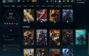 Unranked com 40 Champs e 22 Skins