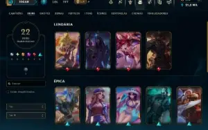 Unranked com 40 Champs e 22 Skins
