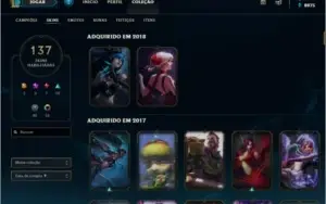 Conta diamante 5 101 campeoes 137 skins