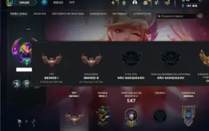Bronze 2 com TODOS os champs e 114 Skins ( 2 Prestigios )
