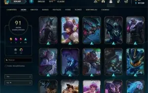 CONTA DE LOL SKIN MITICA DARIUS NOVA TEMIVEL, COM 91 SKINS..