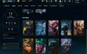 Diamante 1 com 55 Champs e 16 Skins + 4 Espolios