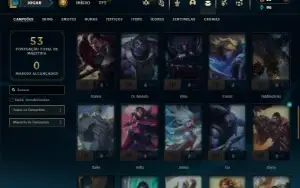 Diamante 1 com 55 Champs e 16 Skins + 4 Espolios