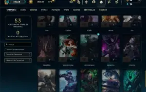 Diamante 1 com 55 Champs e 16 Skins + 4 Espolios