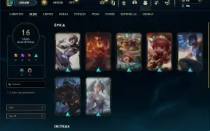 Diamante 1 com 55 Champs e 16 Skins + 4 Espolios