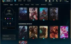 Conta prata 4 com 10 skins e 20 champs