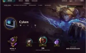 Conta League of Legends unranked, 20k de IP, borda honra 4.