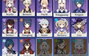 Conta genshin com muitos 5 estrelas e 5 armas