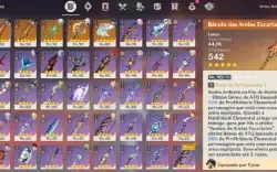 Conta genshin com muitos 5 estrelas e 5 armas