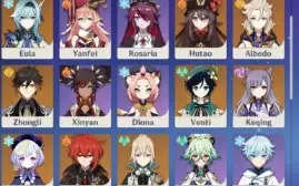 Conta genshin com muitos 5 estrelas e 5 armas
