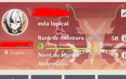 Conta genshin com muitos 5 estrelas e 5 armas