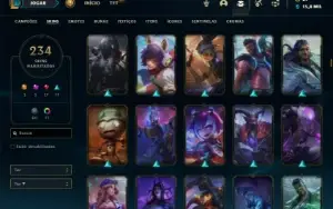 Conta ouro 1 com TODOS os champs e 234 Skins + 6 Vitoriosas