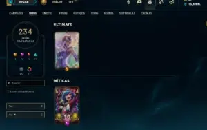Conta ouro 1 com TODOS os champs e 234 Skins + 6 Vitoriosas