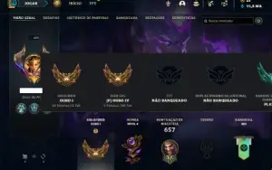 Conta ouro 1 com TODOS os champs e 234 Skins + 6 Vitoriosas