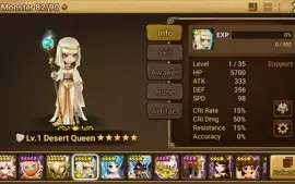 Reroll Summoners War lvl10 com Light Desert Queen - Isis