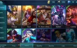 Conta de Mobile Legends - Vários heróis + 4 skins