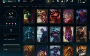 Unranked com 150 Champs e 57 Skins + 40 Espolios