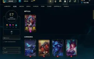 Unranked com 150 Champs e 57 Skins + 40 Espolios