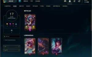 Conta ouro 4 com 17 skins e 45 champs