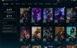 Conta de Lol com mais de 640 skins
