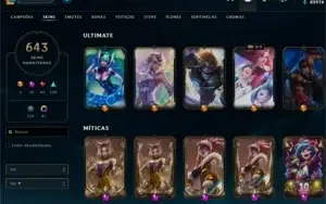 Conta de Lol com mais de 640 skins